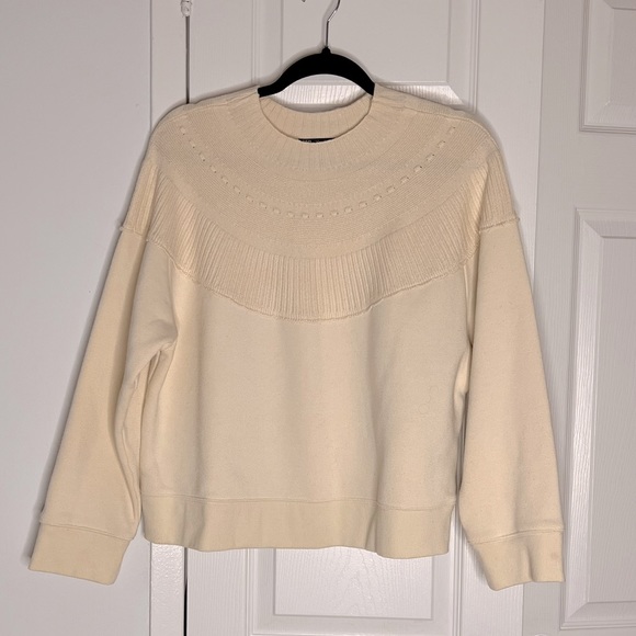 Zara Cream Ribbed Knit Sweater – Textured Collar, Minimalist Pullover (Size S) - Picture 7 of 7